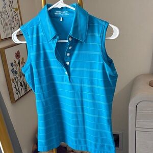 Nike Women’s Sleeveless Polo Top - Turquoise Stripe